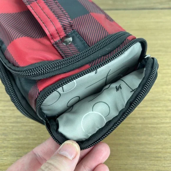 LUG Cosmetics Train Case Buffalo Plaid Red Black New Makeup Travel Bag - Picture 5 of 12